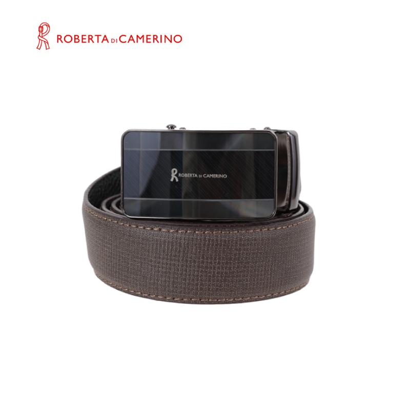 【Roberta di Camerino】頭層牛皮 - CHECKED 自動扣皮帶 咖啡色 - 2(050R-C05-02 2)✿30B001